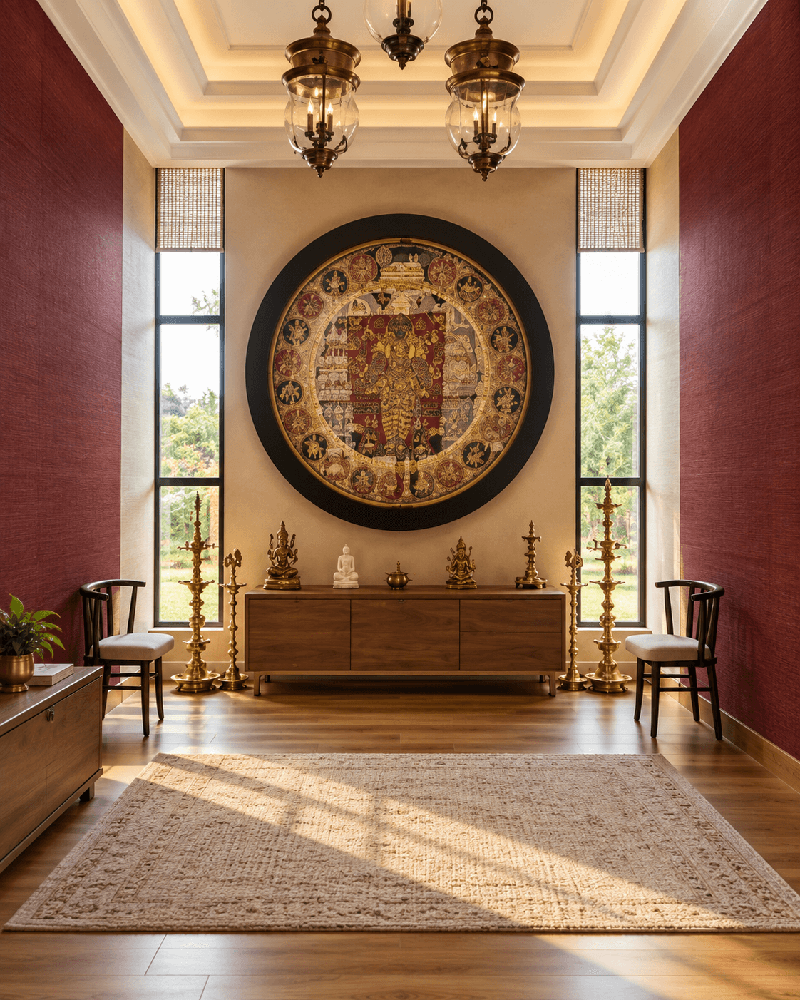 Symmetrical Indian-Inspired Meditation Foyer - View 1