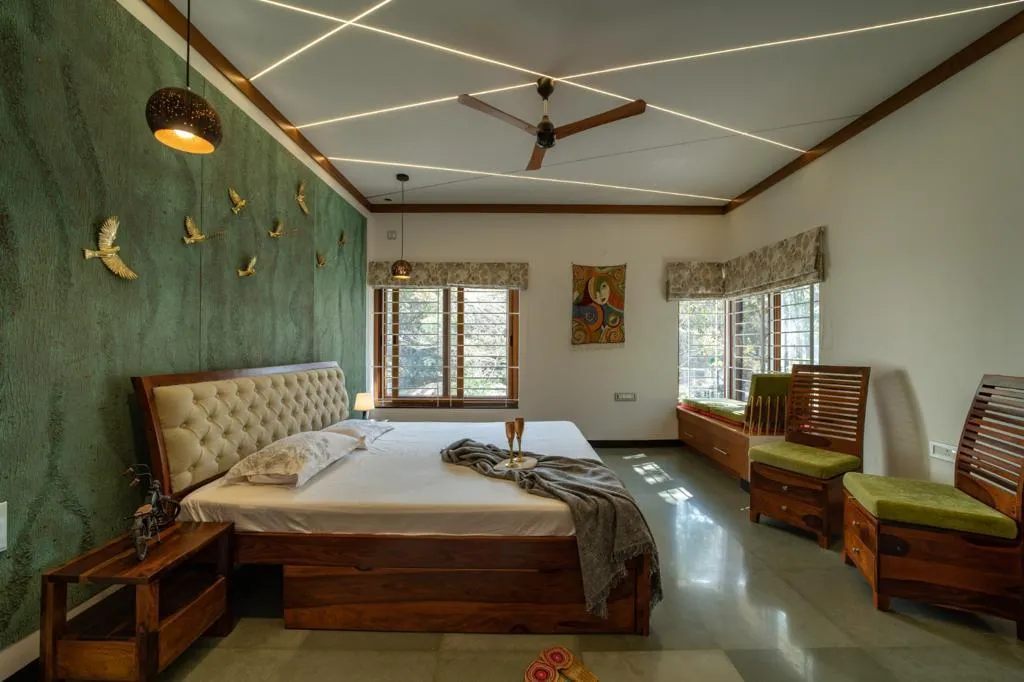 Master Bedroom with Fluted Headboard & Accent Lighting