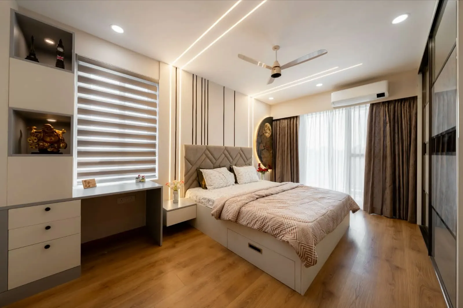 Scandinavian Oak Bedroom with Floating Bedside Consoles