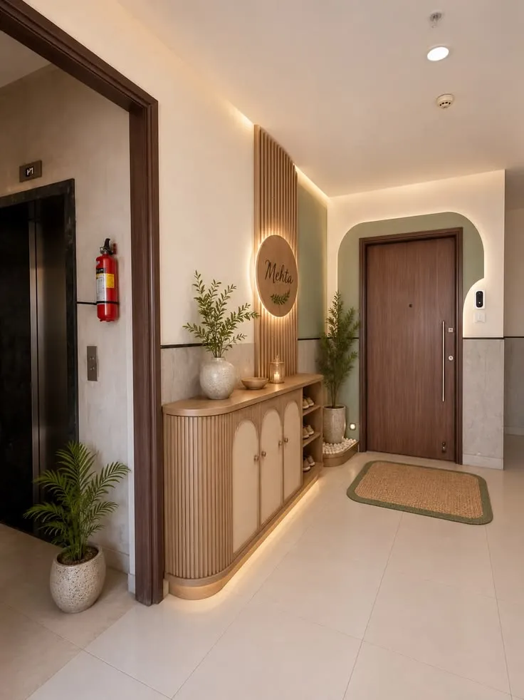 Minimalist Floating Entryway Console with Accent Wall