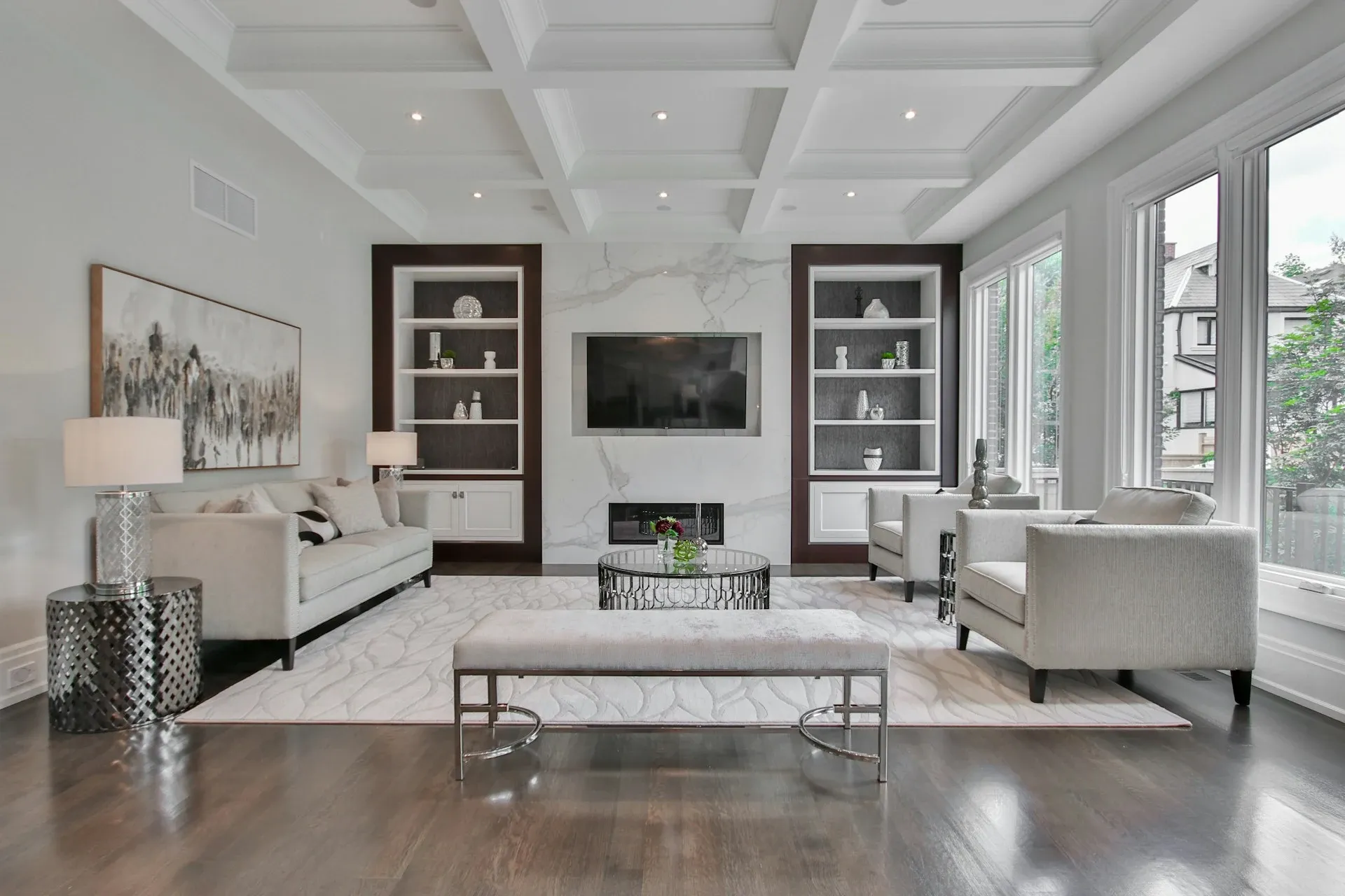 Elegant Living Room with TV Unit and Accent Wall