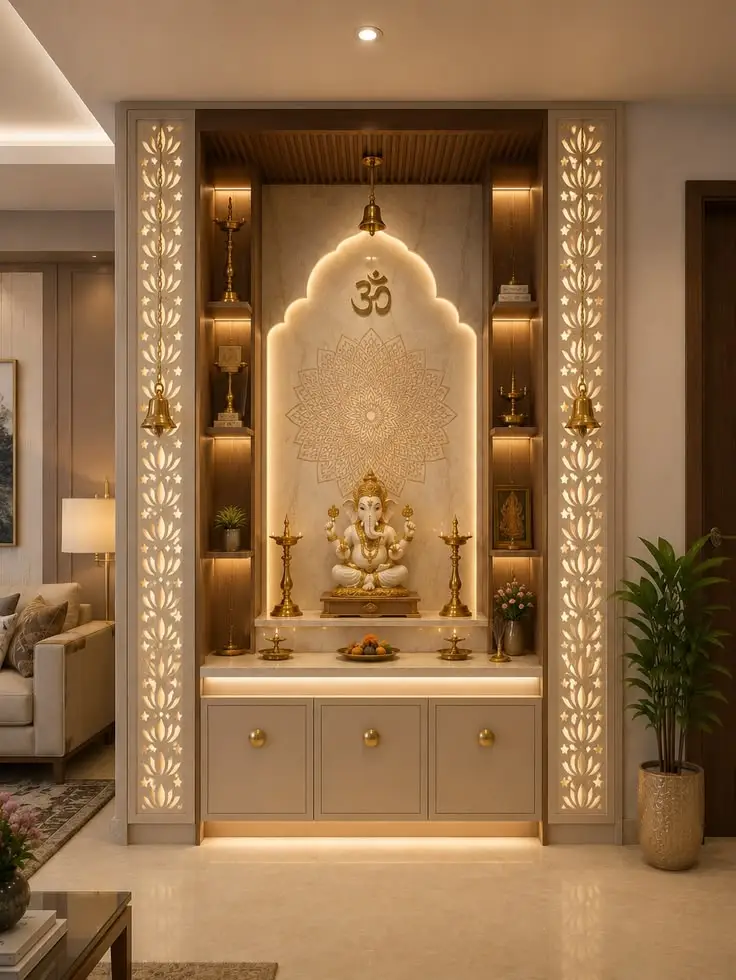 Archway Temple Sanctuary with Golden Ambient Backlight